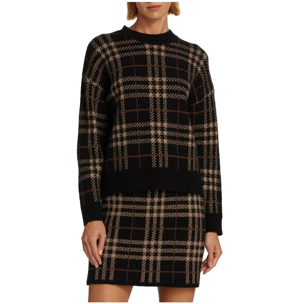 En Saison Size S Brown/White/Blue Plaid  Bronte Pullover Sweater - Picture 6 of 6